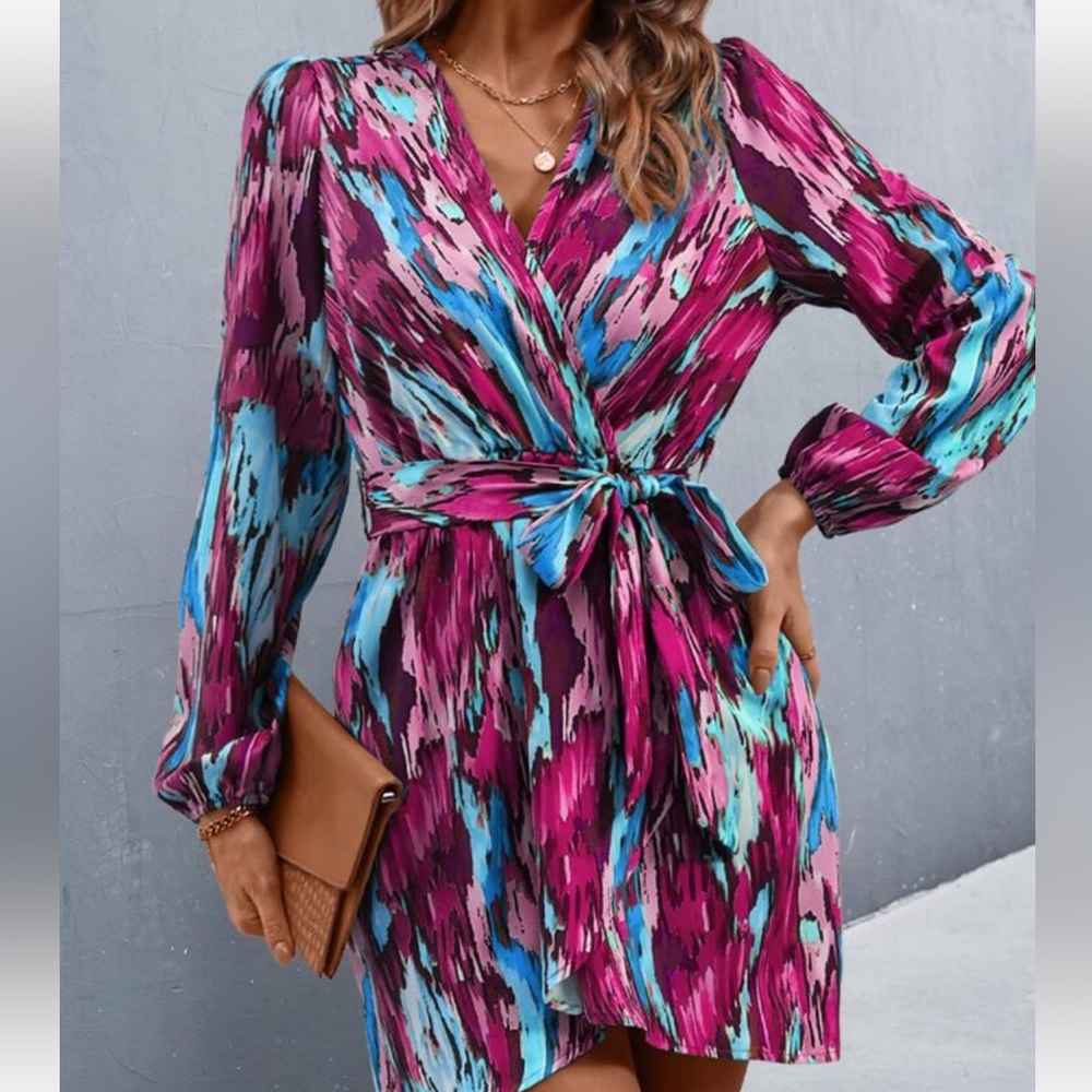Watercolor Wrap Dress